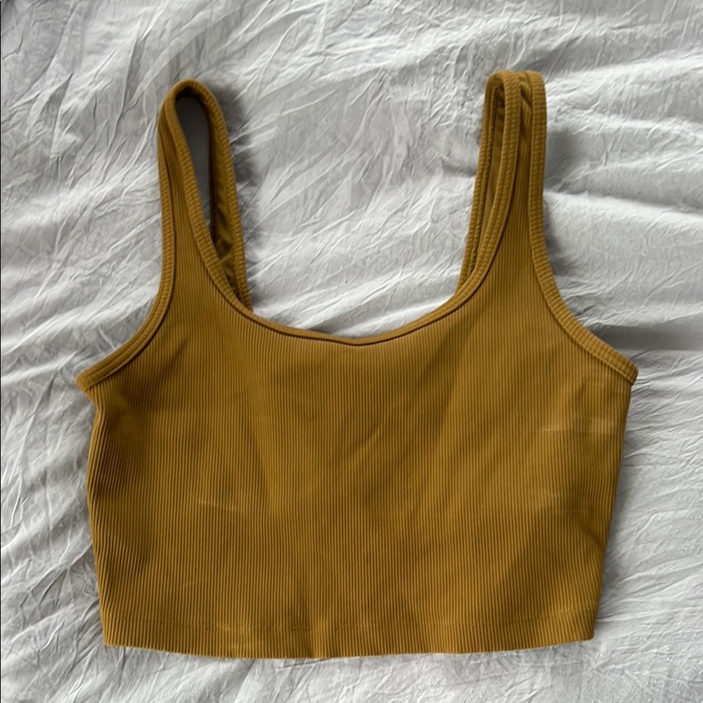 Mustard Ribbed Crop Top